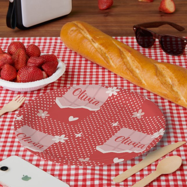 Fett rotes Herz Liebe Design - Perfekt für kundens Pappteller (Picknick)