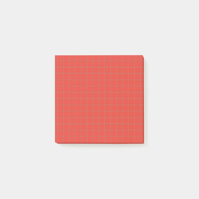 Fett rotes, kariertes Mustergitter Post-it Klebezettel (Vorderseite)