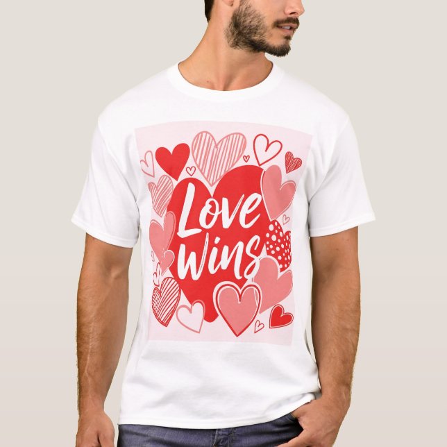 Fett rotes Rosa "Liebe is the Answer" Grafisches T T-Shirt (Vorderseite)