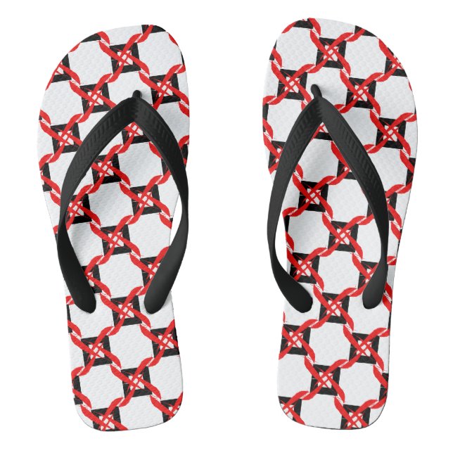 Fett rotes, schwarzes und weißes grafisches Pinrad Flip Flops (Fußbett)