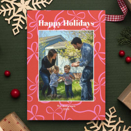 Fett rotes und rosa Flachbildschirm-Foto Feiertagskarte