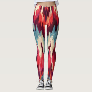 Fett rotes und schwarzes Ikat-Design Leggings