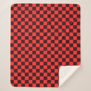 Fett rotes und schwarzes kariertes Musterdesign Sherpadecke