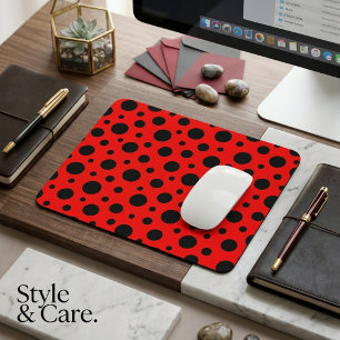 Fett rotes und schwarzes Punkte-Muster-Design Mousepad