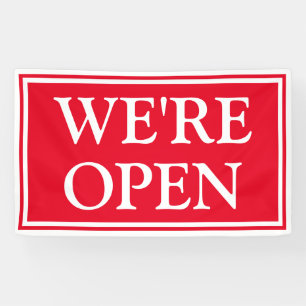 Fett rotes weißes Geschäft Wir sind Open Banner