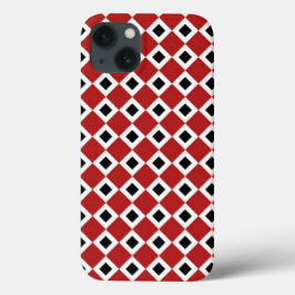 Fett rotes, weißes, schwarzes Diamantmuster Case-Mate iPhone Hülle