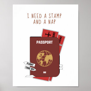 Fett Sans Serif Fett Wandkunstposter Reisepass Poster
