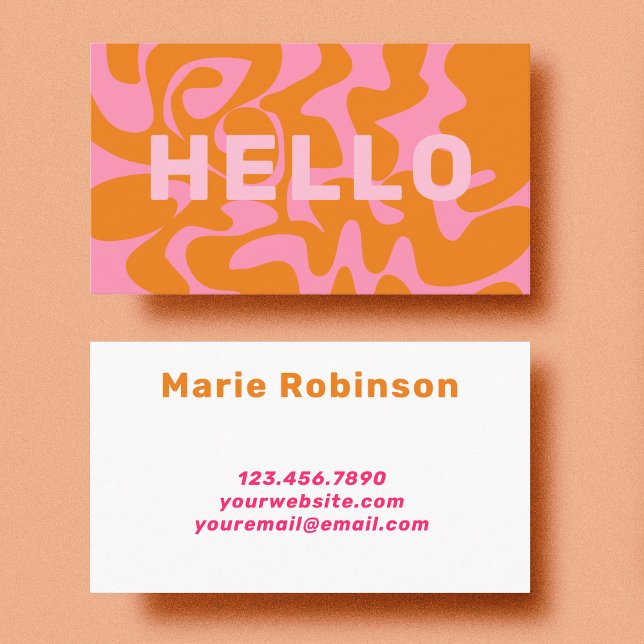 Fett Schriftart Retro Groovy Blush Pink Hallo Visitenkarte (Von Creator hochgeladen)