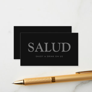 Fett Schriftart "Salud" Spanisches Gratis Drink Ti Begleitkarte