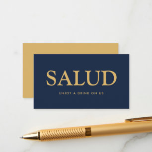 Fett Schriftart "Salud" Spanisches Gratis Drink Ti Begleitkarte