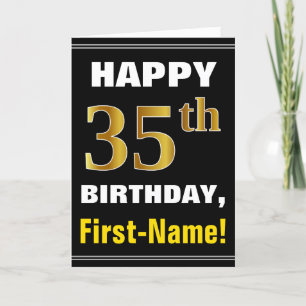 Fett, schwarz, Imitate Gold 35. Geburtstag mit Nam Karte