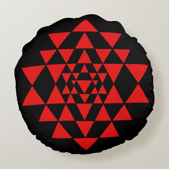 Fett Schwarz und Rot Sri Yantra Meditation Kissen (Rückseite)