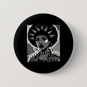 Fett Schwarz-Weiß Afro-Punk Illustration Sticke Button