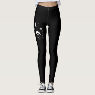 Fett Schwarz-Weiß-Auge Boho Leggings