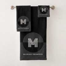 Fett Schwarz-weiß Gray Geometric Modern Monogram