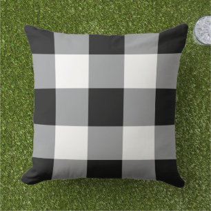Fett schwarz weiß große Gingham-Karo Kissen