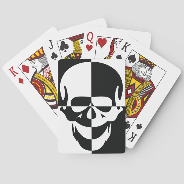 Fett Schwarz-Weiß-optische Illusion Skull-Design Spielkarten (Rückseite)