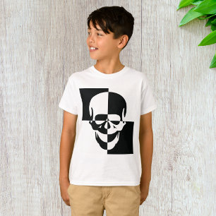Fett Schwarz-Weiß-optische Illusion Skull-Design T-Shirt