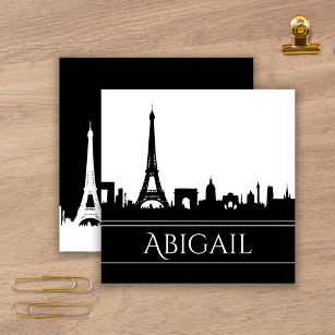 Fett Schwarz-Weiß-Paris Skyline Eiffel Tower Quadratische Visitenkarte