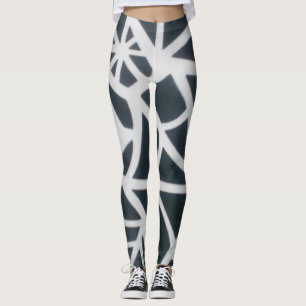 Fett Schwarz & Weiß Spider Web Geometric Muster. Leggings