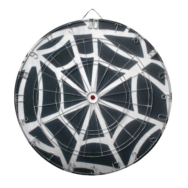 Fett Schwarz-Weiß-Spider-Webgeometrie Dartscheibe (vorne)