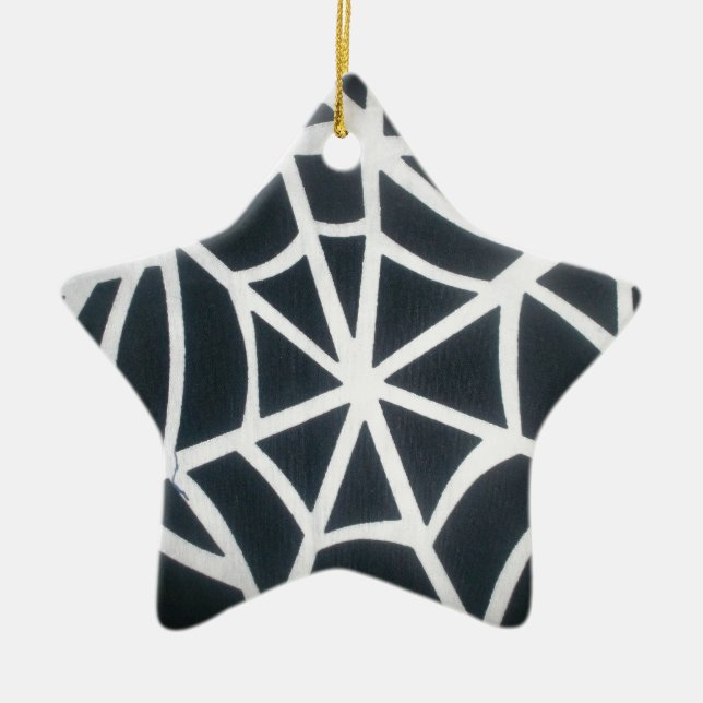 Fett Schwarz-Weiß-Spider-Webgeometrie Keramikornament (Vorne)