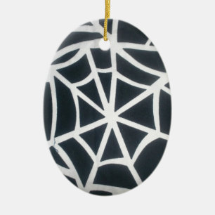 Fett Schwarz-Weiß-Spider-Webgeometrie Keramikornament