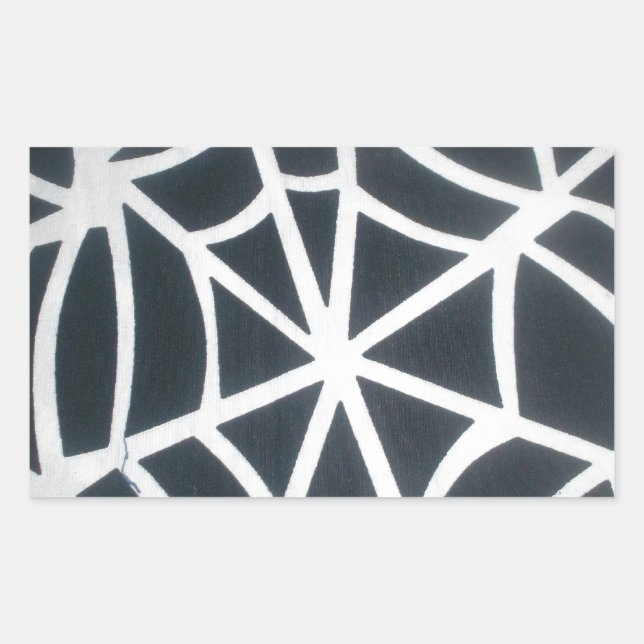 Fett Schwarz-Weiß-Spider-Webgeometrie Rechteckiger Aufkleber (Vorderseite)