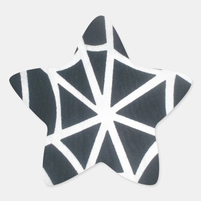 Fett Schwarz-Weiß-Spider-Webgeometrie Stern-Aufkleber (Vorderseite)