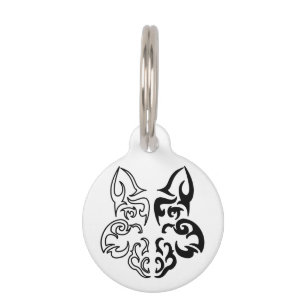 Fett Schwarz-Weiß-Wolf Kopf-Design Haustiermarke