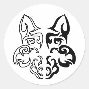 Fett Schwarz-Weiß-Wolf Kopf-Design Runder Aufkleber