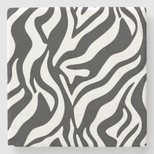 Fett schwarz weiß Zebrastreifen Wildtier Muster Steinuntersetzer