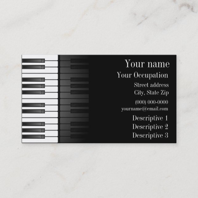 Fett Schwarz-weiße Tastaturdesign-Visitenkarte Visitenkarte (Vorderseite)