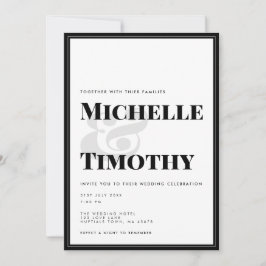 Fett Schwarz-weiße Typografie Minimalistisch Hochz Einladung