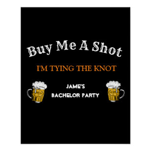 Fett Schwarz-weißer Bachelor-Party-Hintergrund Poster