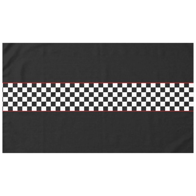 Fett Schwarz-weißer geprüfter Rennstreifen Tischdecke (Vorderseite (Horizontal))
