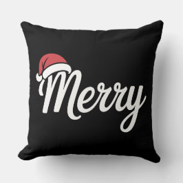 Fett Schwarze Frohe Weihnachten Santa Hut Kissen
