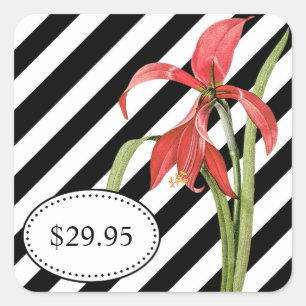 Fett schwarze und weiße Streifen Amaryllis Preis T Quadratischer Aufkleber