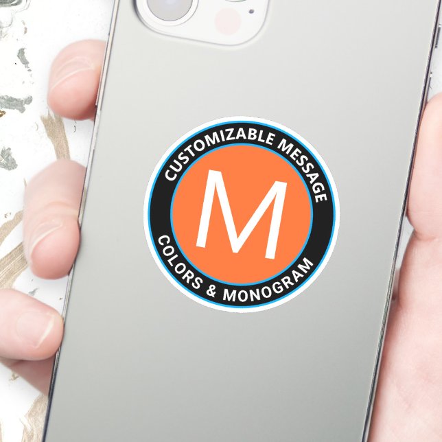 Fett Schwarzer Orangenblauer Rundtext Aufkleber (Von Creator hochgeladen)