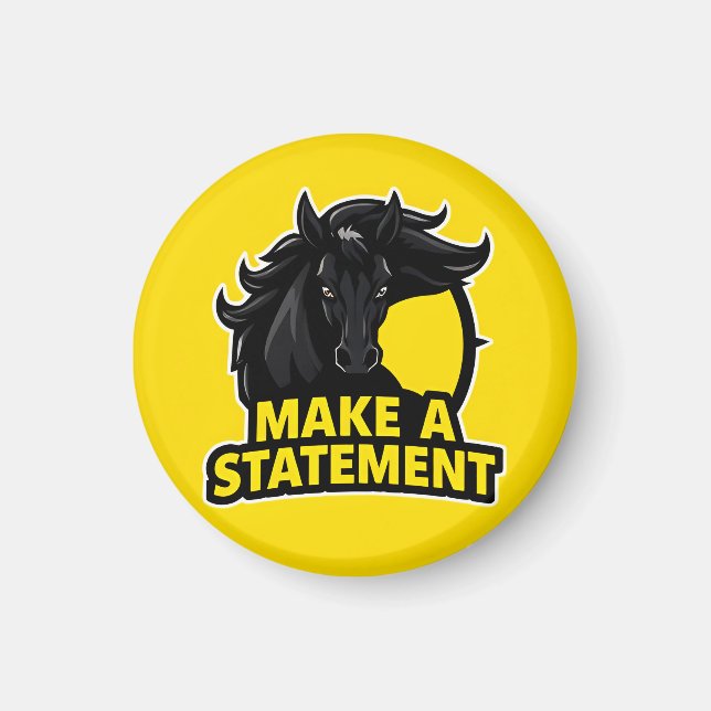 Fett Schwarzes Pferd mit Motivierend Text Magnet (Vorne)