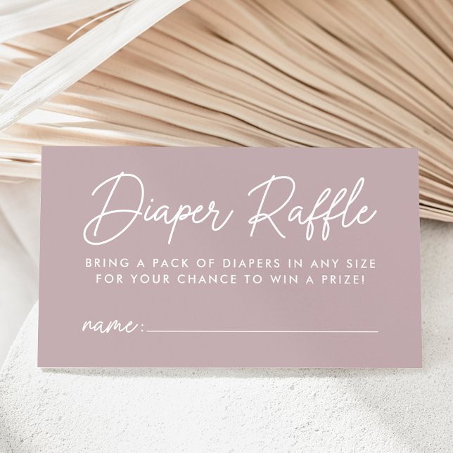 Fett-Script-Dusty Lila Baby Duwer Diaper Raffle Begleitkarte (Von Creator hochgeladen)