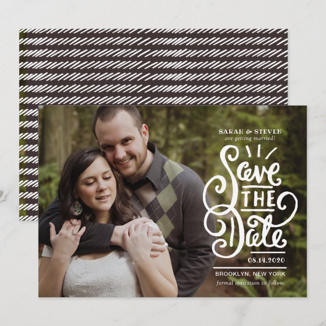 Fett-Script Save the Date Einladung (Vorne/Hinten)