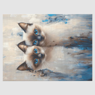 Fett siamesische Katzen Malerei Decoupage Seidenpapier