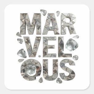 Fett Silber MARVELOUS Vinyl-Stil Quadratischer Aufkleber