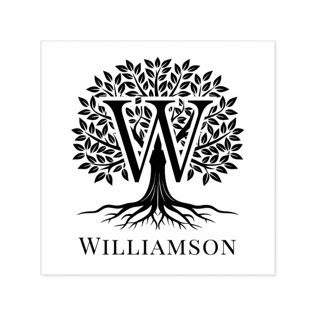 Fett Single Initial Over Tree of Life Name #2B2 Permastempel (Design)