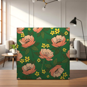 Fett Smaragdgrün und Pfirsich Modernes Blumenmuste Fliese