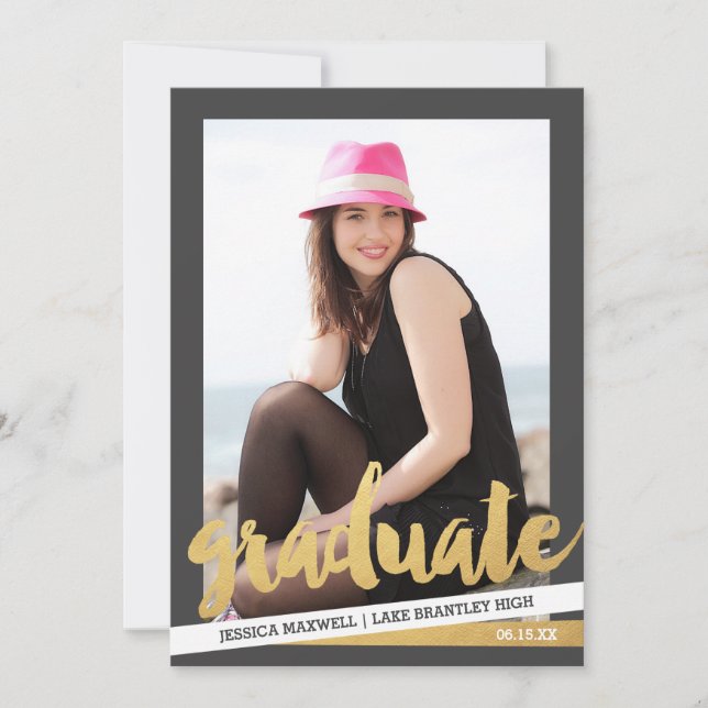 Fett Streifen Foto Abschluss Annoucement Ankündigung (Vorderseite)