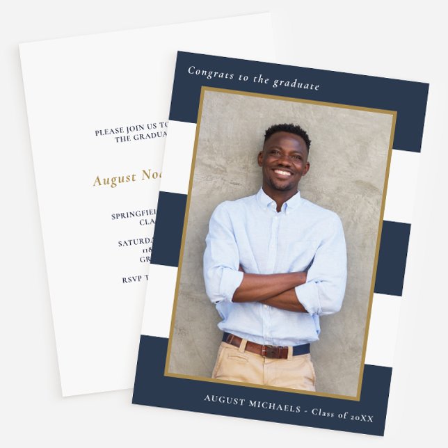Fett Streifen Foto Graduation Party Einladung (Von Creator hochgeladen)