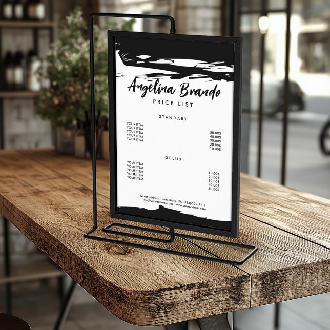 Fett Stroke Line Black & White Price List Flyer (Perfect for business)