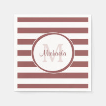 Fett Terracotta Rote Streifen Name und Monogramm
